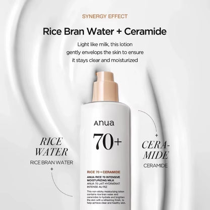 Korean Skincare Set  Rice 70 Glow Milky Toner,Intensive Moisturizing Milk Lotion,Hydrating&Nourishing,Barrier Care 2Pcs Sets