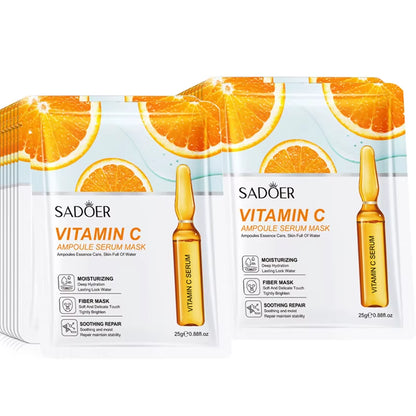10Pcs  24K Gold Vitamin C Hyaluronic Acid Face Mask Facial Moisturizing Firming Hydrating Facial Masks Skin Care Products