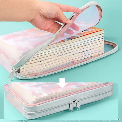 A4 Stationery Storage Bag Double-Layer Mesh Zipper Bag Large Capacity Organizer Folders School Office Supplies Stationary Bag