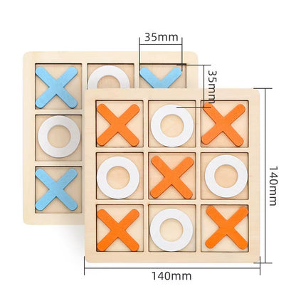 Montessori XO Chess Jigsaw Puzzle 3D Geometric Shapes Board Games for Kids Children Educational Wooden Toys