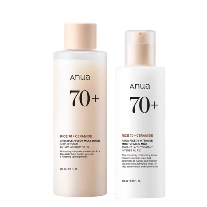 Korean Skincare Set  Rice 70 Glow Milky Toner,Intensive Moisturizing Milk Lotion,Hydrating&Nourishing,Barrier Care 2Pcs Sets