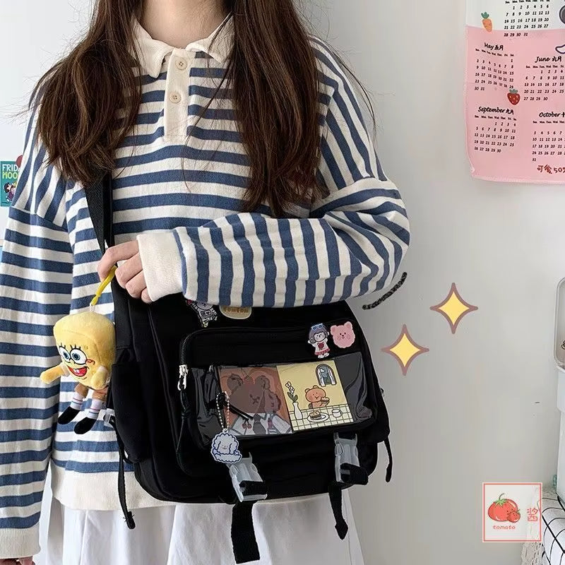 Women'S Bag Messenger Korean Style Female Backpack College Large Capacity Versatile Shoulder Student School Postman Tote Bags
