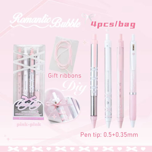 Mr. Paper 4Pieces/Box Ribbon Style Gel Pens with High Appearance Student Writing Pen Office Accessories Stationery Back School